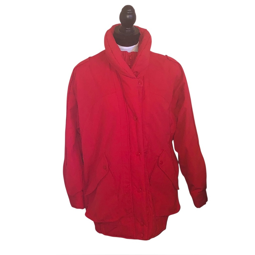 JGallery Korea Puffer Jacket Christmas Red Pockets Lined Warm Womens Size M